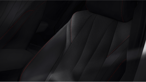A close-up of interior seats are shown. 