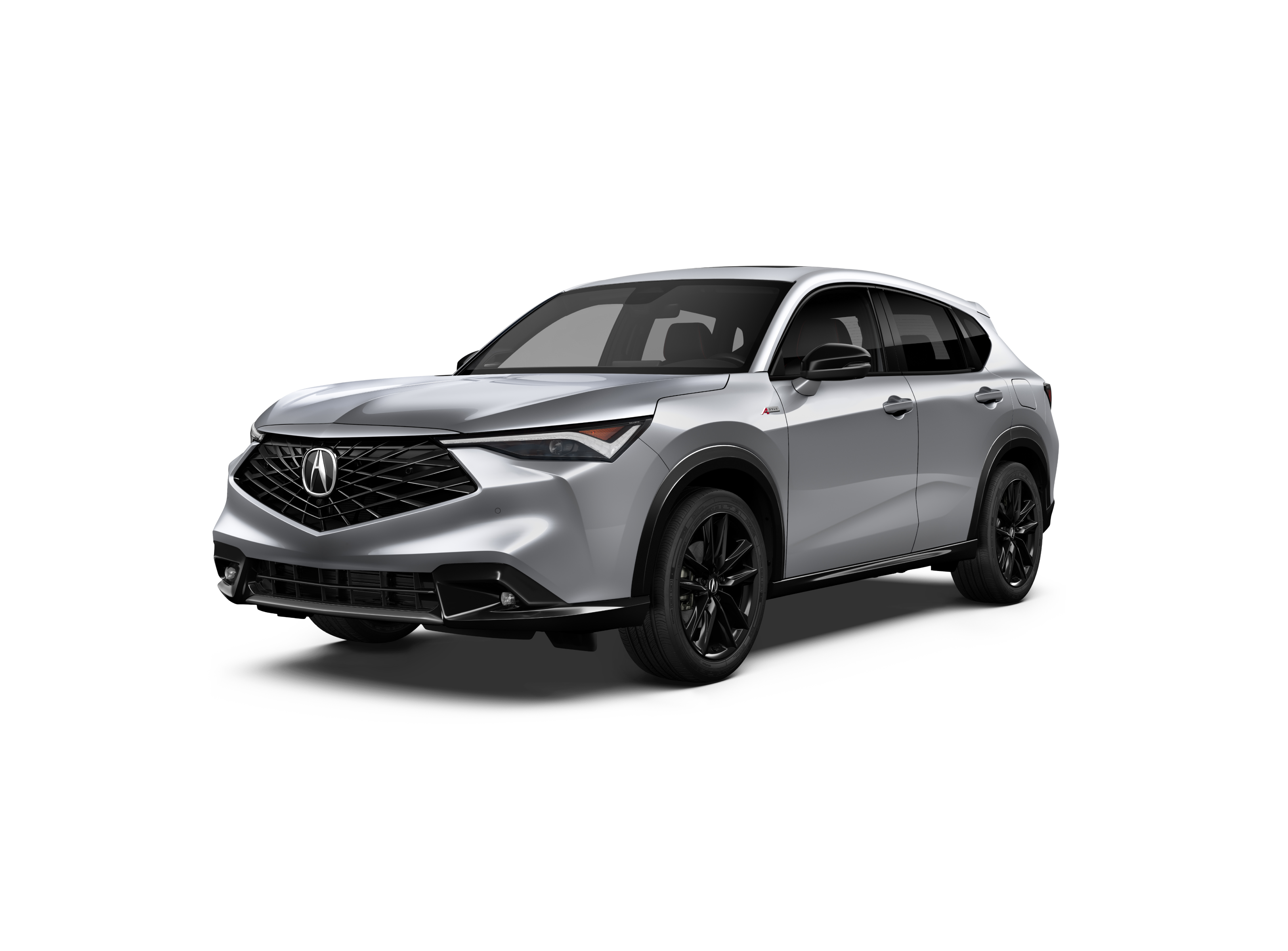 ¾ driver side front facing view of 2025 ADX Platinum Elite A-SPEC model in Solar Silver Metallic colour